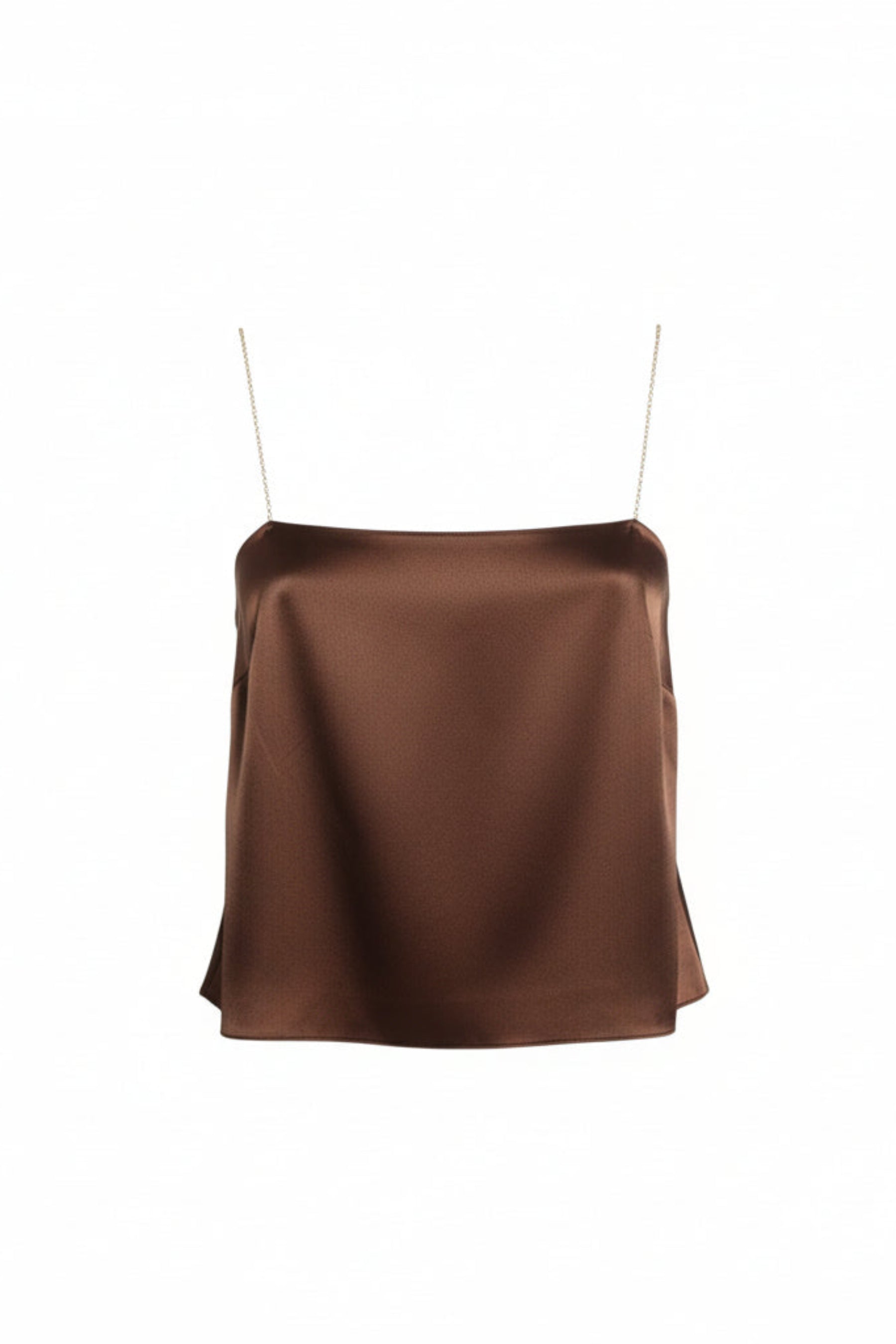 Brown satin skirt on a white background