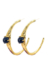 14k Gold Plated Black Pearl Hoops